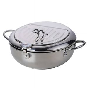 Anygleam Stainless Steel Frying Pan with Thermometer – Tempura Pan for Temperature Control