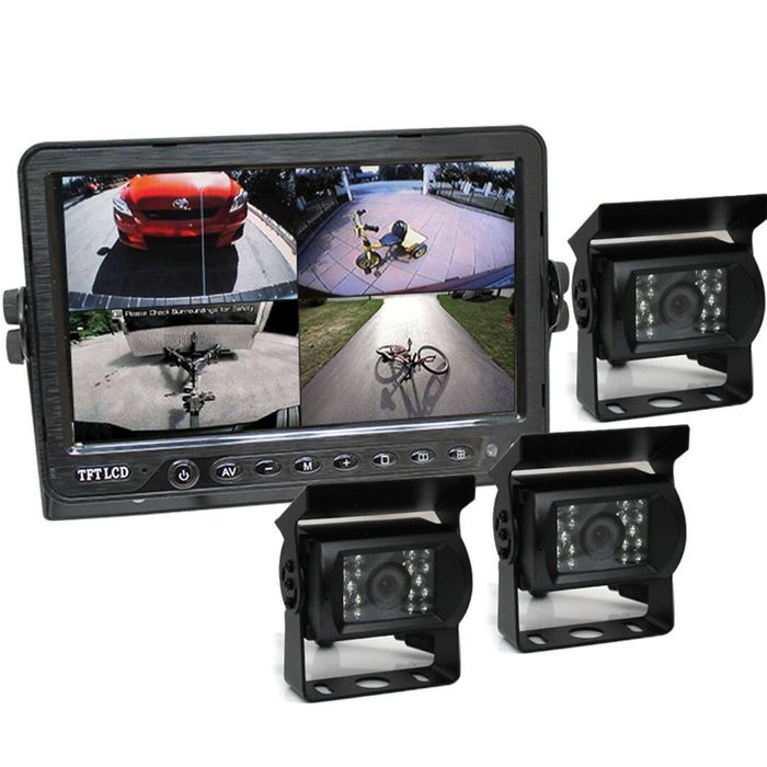 Elinz 7" DVR Monitor 4CH Reversing CCD 3x Camera Kit - 3 Camera Package