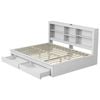 Artiss Solid Wood Double Platform Bed Frame With Storage Headboard, Charging Station And Drawers