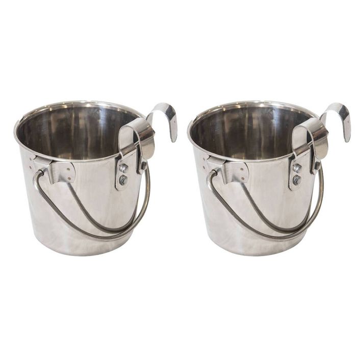 2x Superior Pet Essentials Durable Flat Sided Bucket with Riveted Hooks 946ml