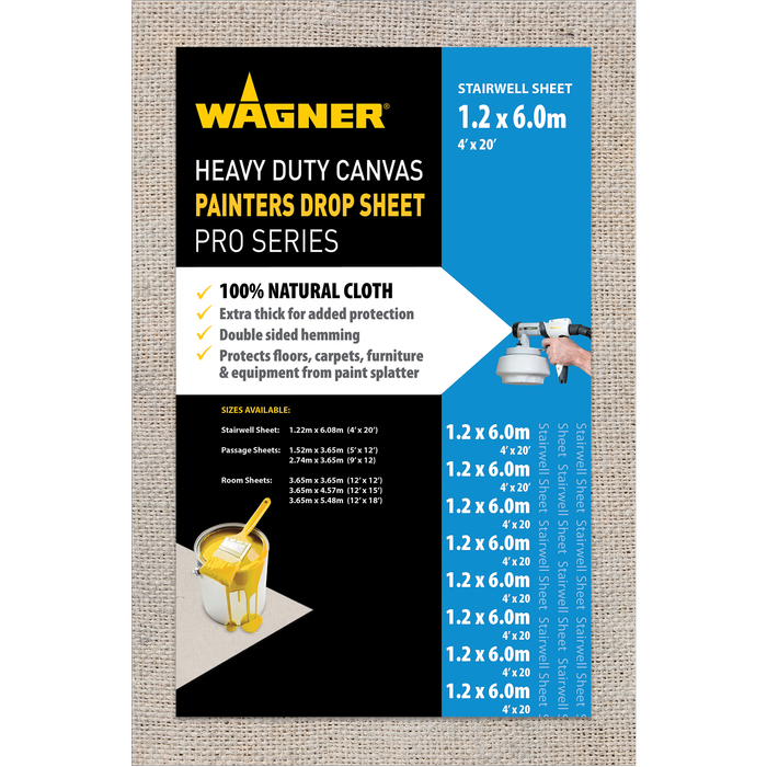 Wagner 1.22 x 6.08m Heavy Duty Canvas Drop Sheet - 1.22m x 6.08m