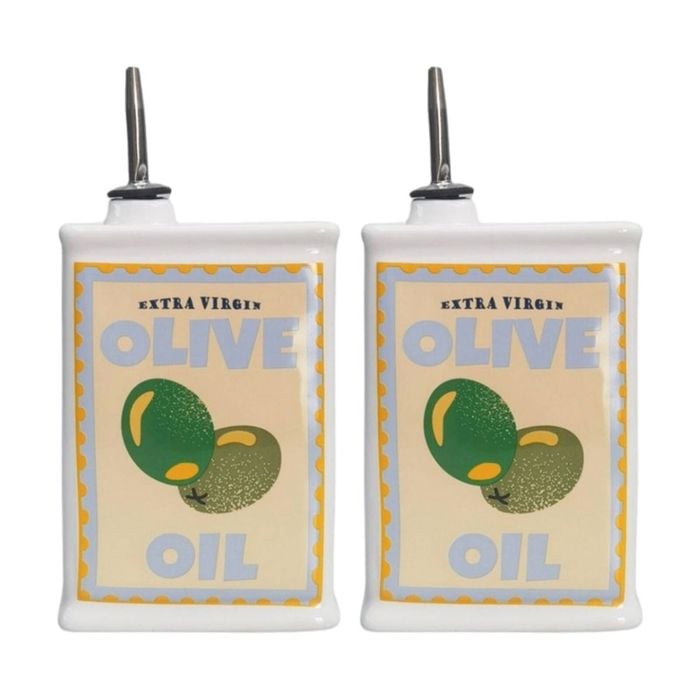 2x Urban Products Olive Oil Cucina Decanter White Ceramic 17cm