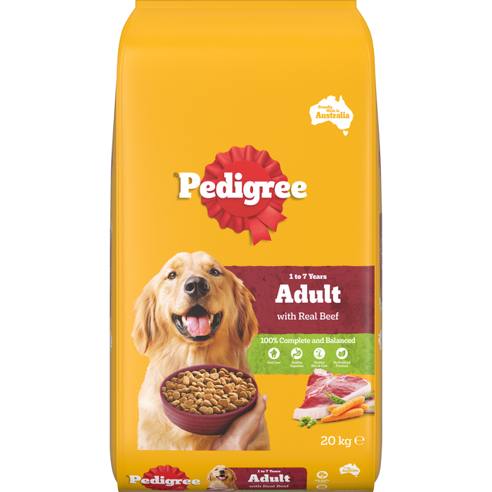 Pedigree 20kg Adult Real Beef Dry Dog Food