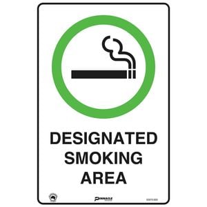 Pinnacle 600 x 400mm Poly Designated Smoking Area Sign