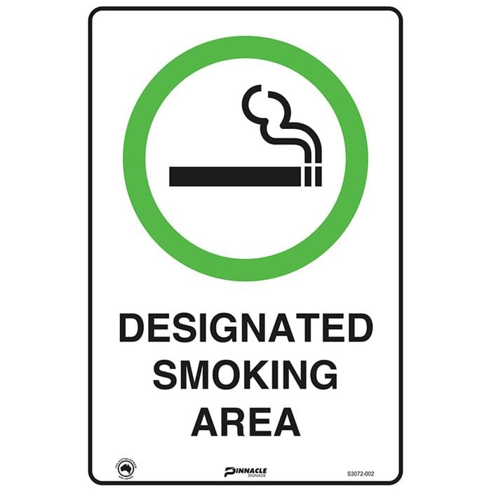 Pinnacle 600 x 400mm Poly Designated Smoking Area Sign