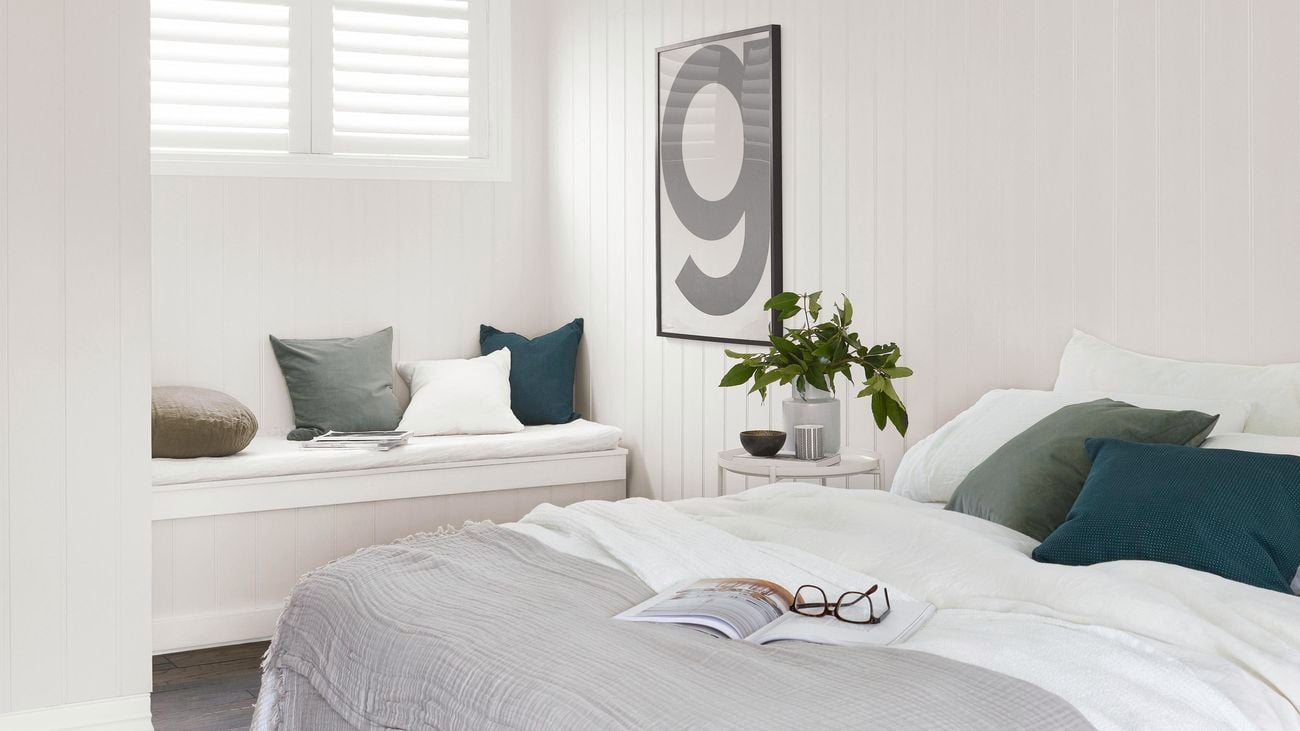 bedroom with white walls