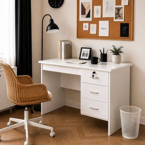 Redfern 0.9m 3 Drawer Study Desk - White