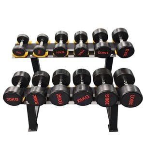 6 Pairs 210kg Commercial Grade Dumbbell Rubber Coated with Rack
