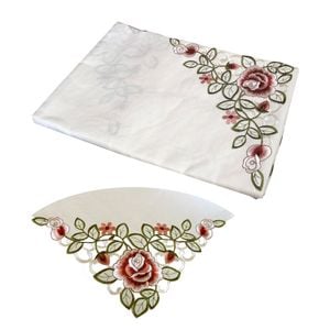Cream Rosie Embroidery Tablecloth 228 x 228 cm