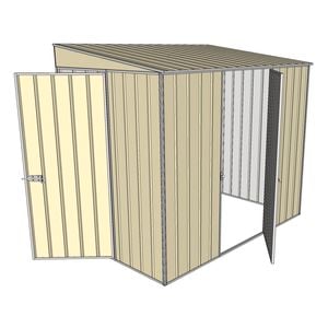 Build-a-Shed 1.5 x 2.3 x 2m Dual Single Hinged Door Narrow Skillion Shed - Cream