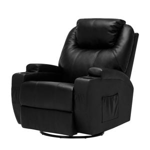 Leather Recliner Chair Lounge Armchair Rocking Reclining Sofa Black
