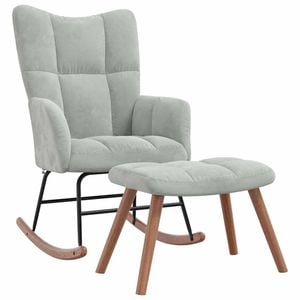 vidaXL Rocking Chair with a Stool Light Grey Velvet Relaxing Chair Furniture