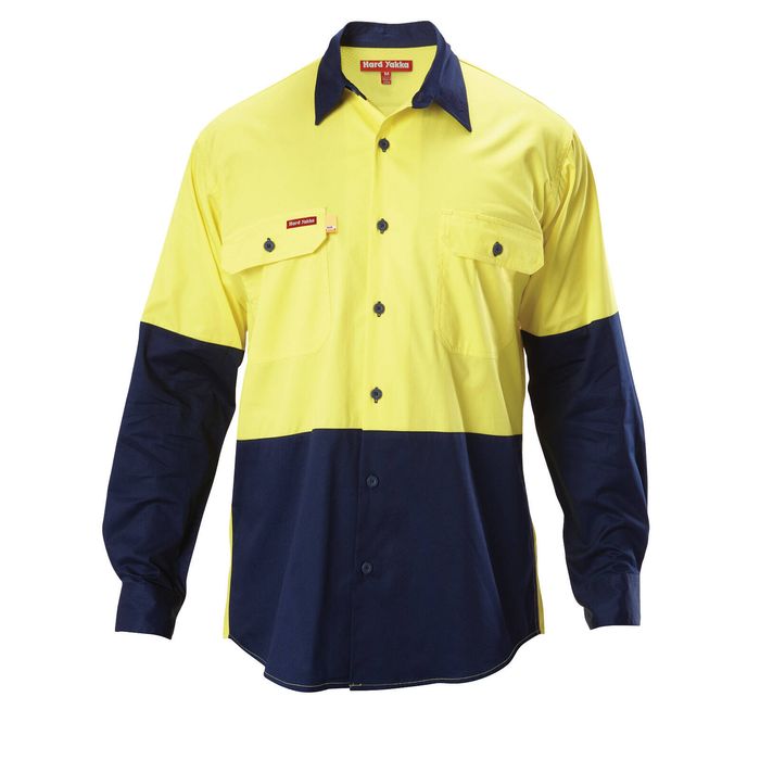 Hard Yakka Yellow / Navy Koolgear Long Sleeve Shirt - Size 5XL