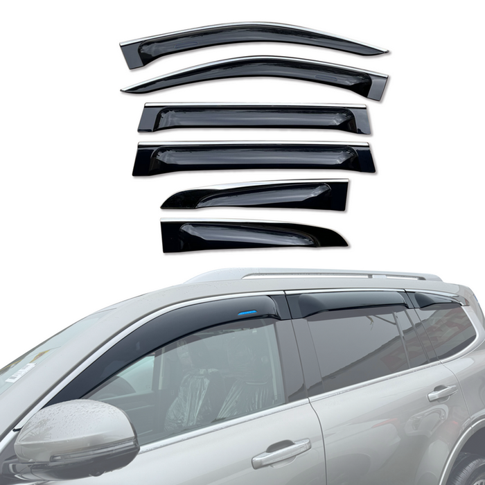 AUSGO Wide-Profile Stainless Trim Weather Shields for GWM Tank 500 2024-Onwards Weathershields Window Visors Wind Deflectors