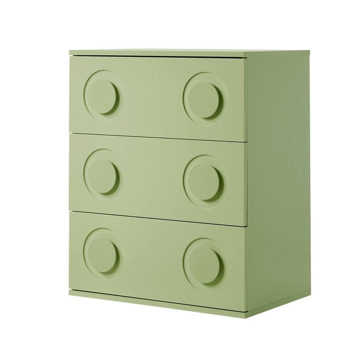 Oikiture 3 Chest of Drawers Spacious Cabinet Bedroom Dresser Nightstand Green