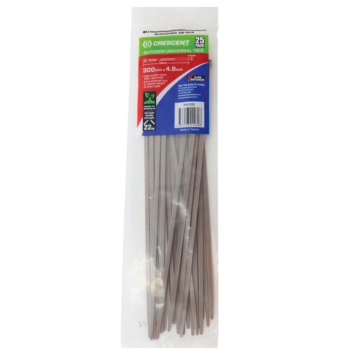Crescent 300 x 4.8mm Outdoor Universal Cable Ties - 25 Pack