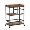 IHOMDEC 3-Tier Bar Cart Trolley with Glass & Wine Holder Rustic Brown
