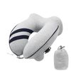 Catzon Inflatable Travel Neck Pillow Washable with Bag for Adult-Light Grey