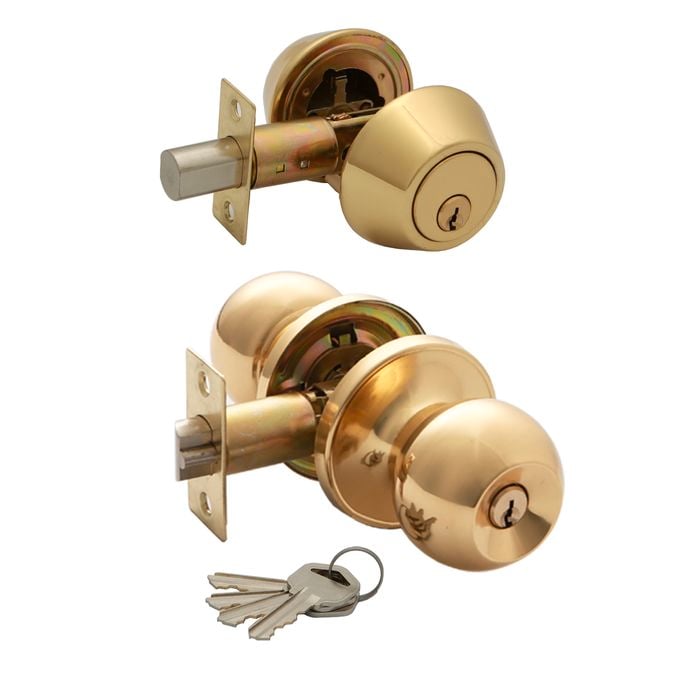 Ikonic Brass Ruby Combination Entrance Set