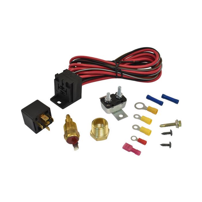 Cal Custom Electric Fan Relay & Harness Kit 30 Amp with 185F Degree Thermoswitch