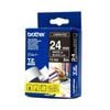 Brother 24mm Thermal Transfer Labels – White on Black – Durable Tape for Industrial Labeling
