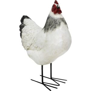 LVD Polyresin Iron Tall Hen Sculpture Home Decor 32x30cm - White