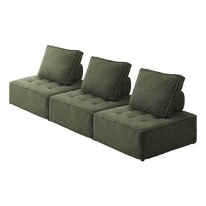Oikiture 3PCS Modular Sofa Lounge Chair Sherpa Green