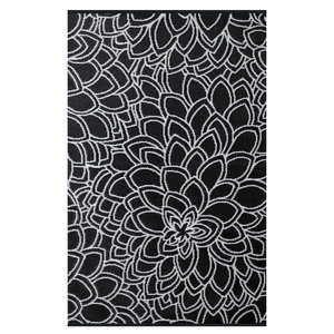 Fab Habitat 180x270cm Black And White Eden Floral Recycled Plastic Outdoor Rug