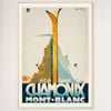 Galrie Vintage Ski Poster of Chamonix Mont Blanc: Summer and Winter Sports Art, Wood Frame, 70 x 100cm (28 x 40inch)