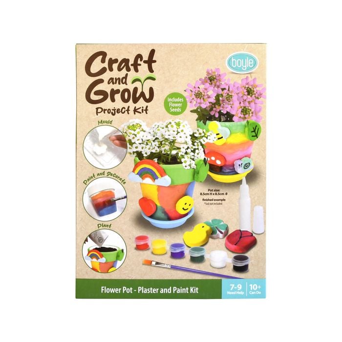 Boyle Craft And Grow Plaster And Paint Flower Pot Project Kit