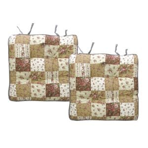 Lylac Homewares Petal Delights Set of 2 Cotton Chair Pads Mia Brown 40 x 40 cm