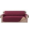 Smarcute 4 Seater Quilted Reversible Sofa Cover with Straps Burgundy