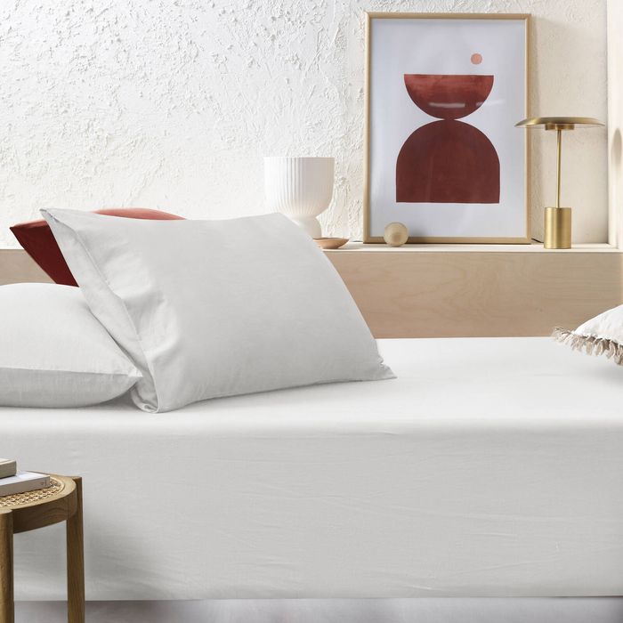 Accessorize Stone Washed Cotton Fitted Sheet Set White - KB