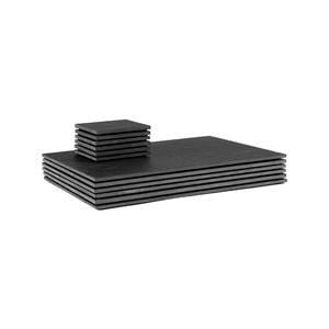 Argon Tableware 12pc Linea Rectangular Slate Placemats & Coasters Set Black Natural Stone Dinnerware Plate Placemats Drink Mats