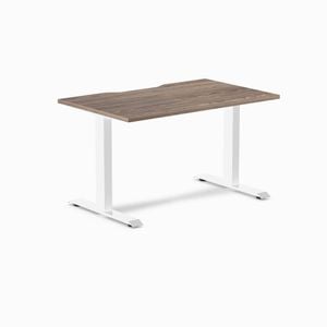 Desky Fixed Height Natural Walnut Scalloped Melamine Desk 120x75cm White Leg
