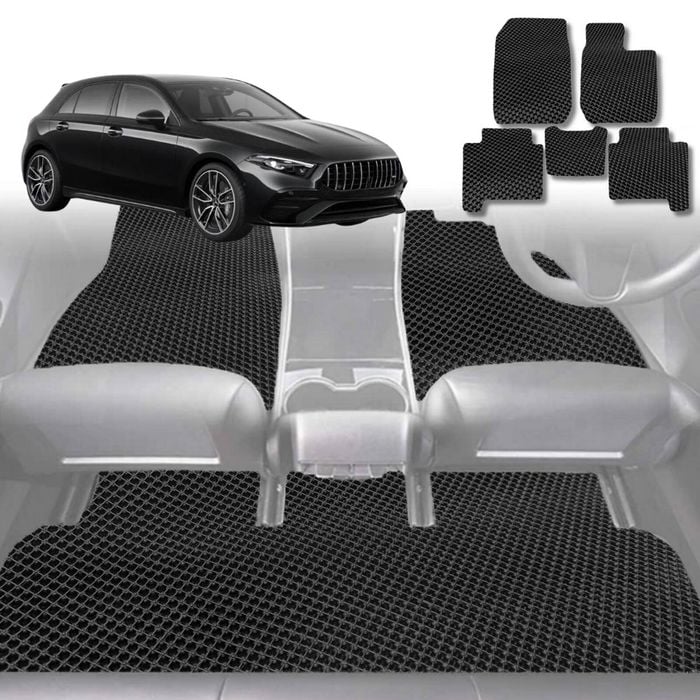 6D Diamond Car Floor Mats for Mercedes-Benz A-Class (W177)2018-Current-Full Set-Black-Outback GT