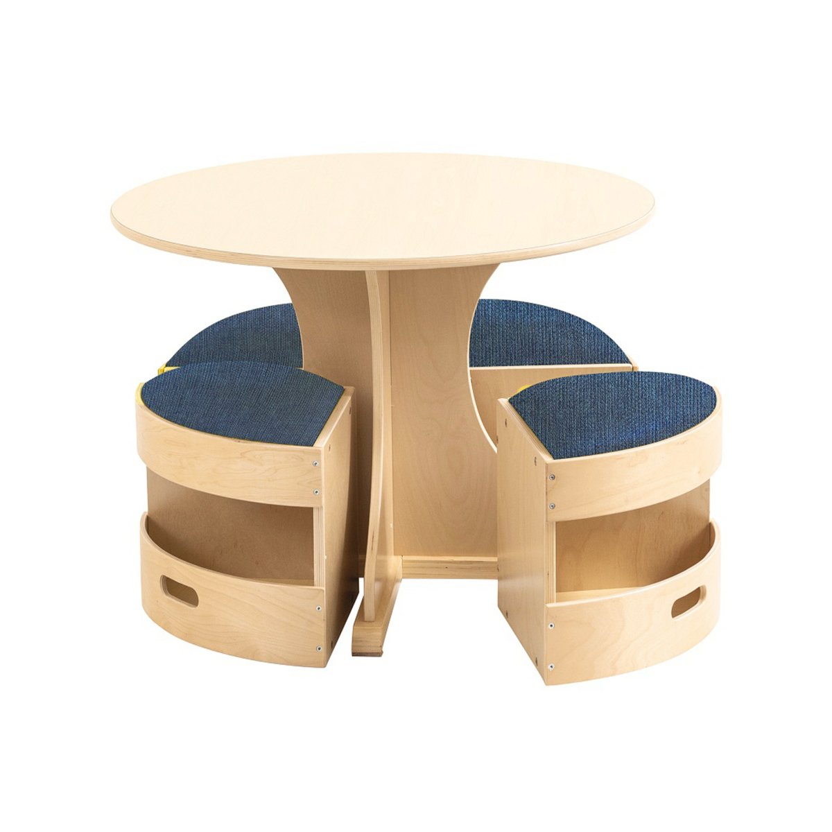 Jooyes Kids Round Wooden Table with Storage Stools Blue - Set Of 5 - 76cm | table | 55cm ...