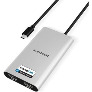 Mbeat Usb-c Dual 4k Hdmi Displaylink Adapter With Pd Pass-through Charging