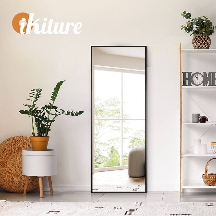 Oikiture 166x60cm Rectangle Black Full Length Mirror Floor Mirrors Free ...