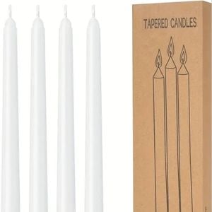144x Tapered Dinner  20cm Tall Wedding Candle White Bulk Unscented