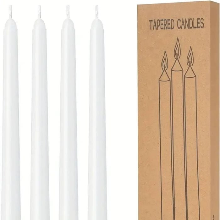 144x Tapered Dinner  20cm Tall Wedding Candle White Bulk Unscented