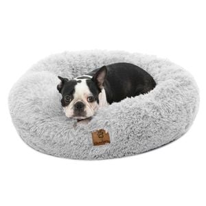 Charlie's Shaggy Faux Fur Round Calming Dog Bed Arctic White Medium
