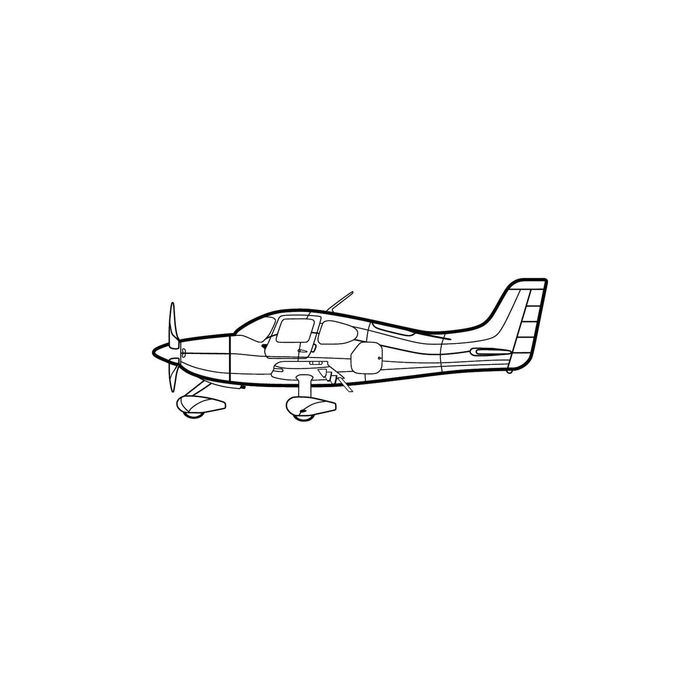 Ignite Laser Cirrus SR22 - Four-Seat High-Performance Aircraft Silhouette Metal Wall Art Rustic Metal 47 inch - 120 cm