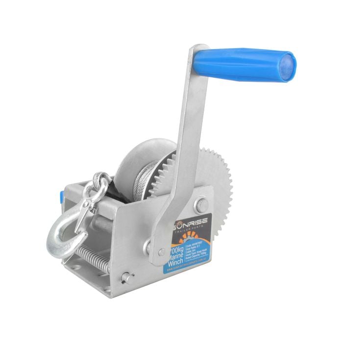 Sunrise Marine Winch 700kg 6m Cable Snap Hook - Mhw700c