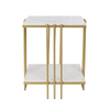 P&P Gold End Table White Sintered Stone Top Bedside Side Table with Shelf