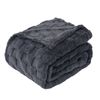 LINENOVA Warm Soft Coral Fleece Checked Throw Blanket - Charcoal