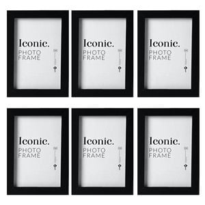 6PK Unigift 40x50cm Iconic MDF Glass Photo Frame -  Black