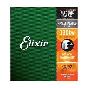 Elixir #15432 Bass Guitar Nano Nickel Plated Steel 0.130 L-TW Single Strings