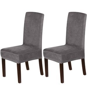 Smarcute Stretch Velvet Dining Chair Covers Set Of 2 Furniture Protector Grey