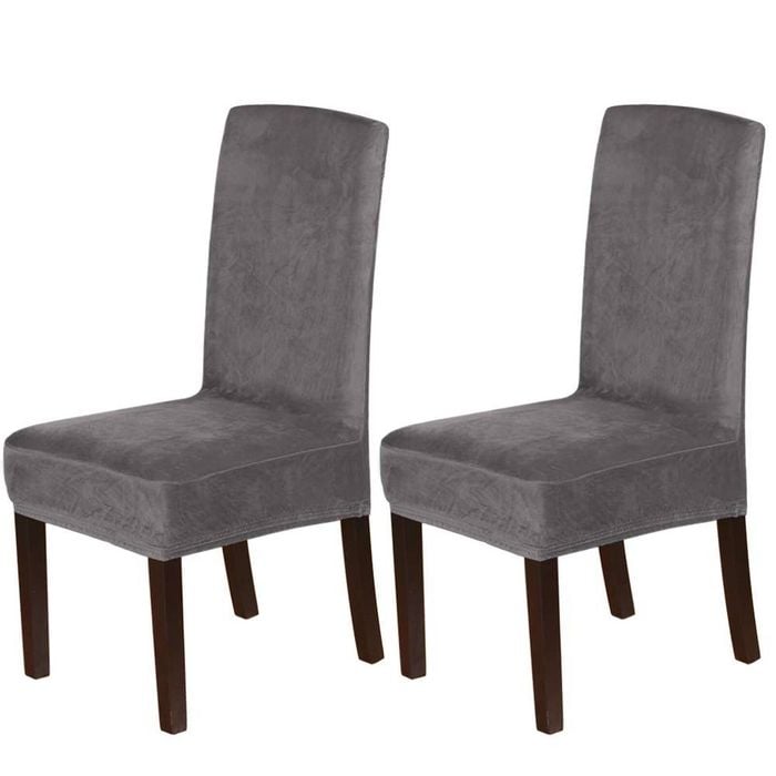Smarcute Stretch Velvet Dining Chair Covers Set Of 2 Furniture Protector Grey